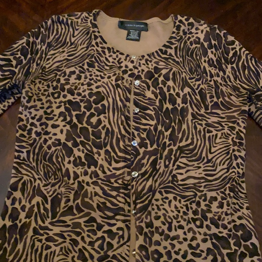 Cable & Gauge Animal Print Cardigan